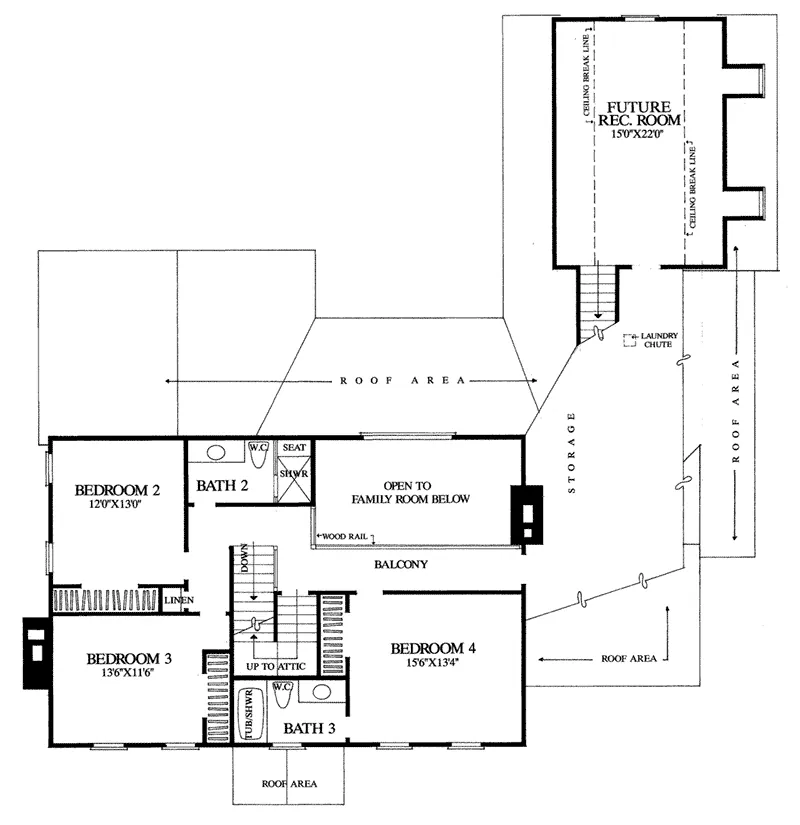 Colonial House Plan Second Floor - Capital Colonial Home 128D-0043 - Search House Plans and More