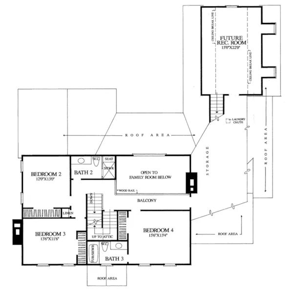 Cape Cod & New England House Plan Second Floor - Capital Colonial Home 128D-0043 - Search House Plans and More