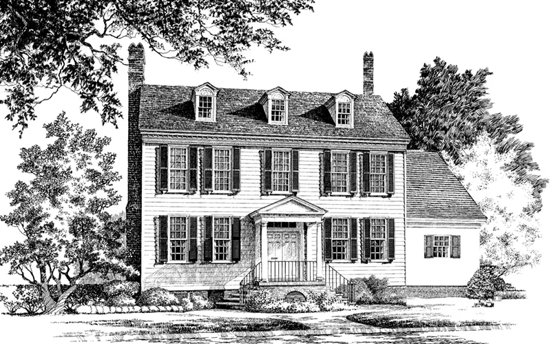 Colonial House Plan Front of Home - Capital Colonial Home 128D-0043 - Search House Plans and More