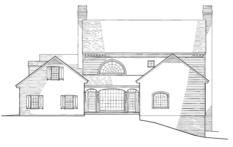 Greek Revival House Plan Rear Elevation - Capital Colonial Home 128D-0043 - Search House Plans and More