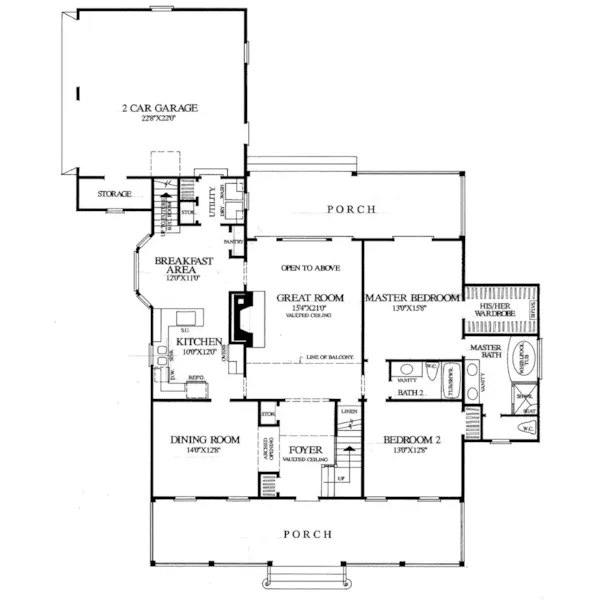 Cape Cod & New England House Plan First Floor - Carolina Coastal Cottage Home 128D-0046 - Search House Plans and More