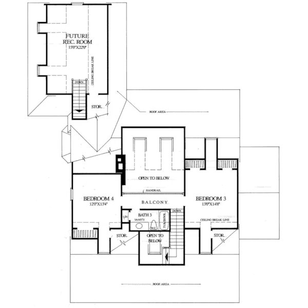 Cape Cod & New England House Plan Second Floor - Carolina Coastal Cottage Home 128D-0046 - Search House Plans and More