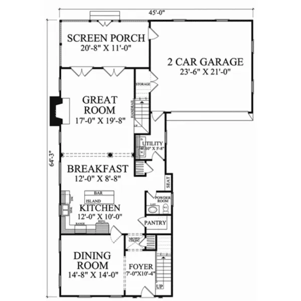 Shingle House Plan First Floor - Cedar Grove Hill Colonial Home 128D-0048 - Search House Plans and More