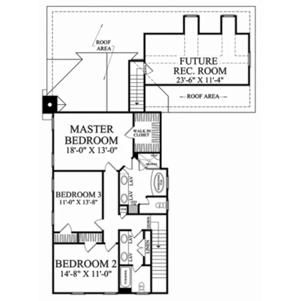 Shingle House Plan Second Floor - Cedar Grove Hill Colonial Home 128D-0048 - Search House Plans and More