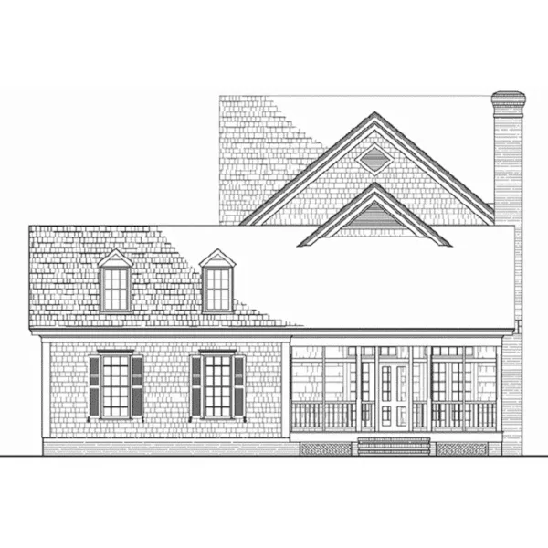 Shingle House Plan Rear Elevation - Cedar Grove Hill Colonial Home 128D-0048 - Search House Plans and More