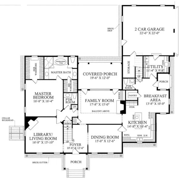 Colonial House Plan First Floor - Charlton House Colonial Home 128D-0049 - Search House Plans and More