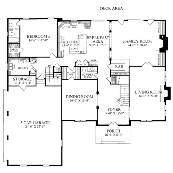 European House Plan First Floor - Chateau Bachen Georgian Home 128D-0050 - Search House Plans and More