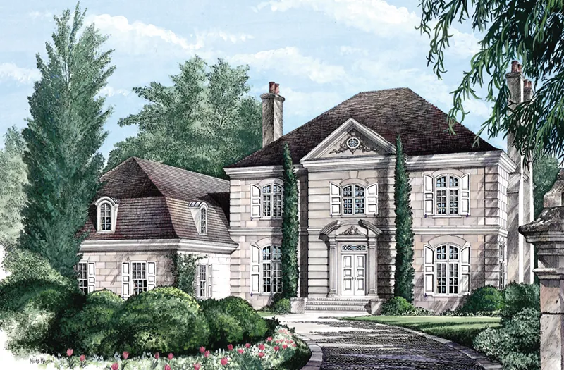 Luxury House Plan Front of Home - Chateau Bachen Georgian Home 128D-0050 - Search House Plans and More