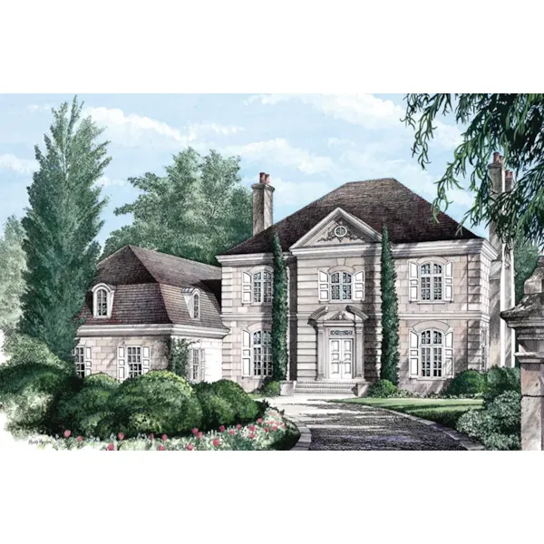 European House Plan Front of Home - Chateau Bachen Georgian Home 128D-0050 - Search House Plans and More