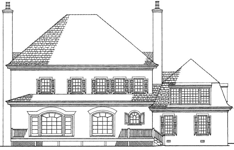 Traditional House Plan Rear Elevation - Chateau Bachen Georgian Home 128D-0050 - Search House Plans and More
