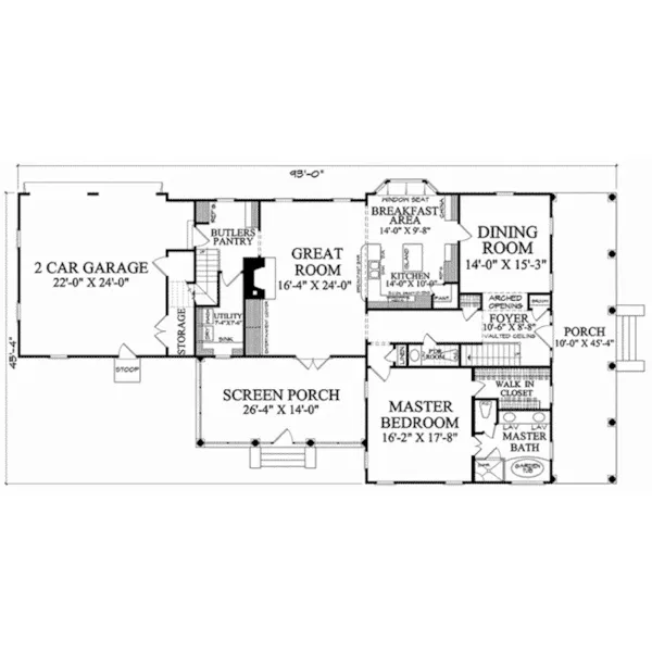 Acadian House Plan First Floor - Chesnutridge Shingle Home 128D-0051 - Search House Plans and More