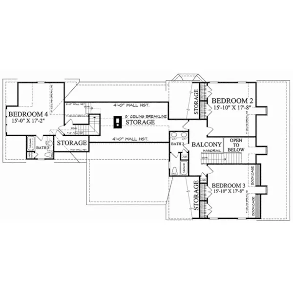 Acadian House Plan Second Floor - Chesnutridge Shingle Home 128D-0051 - Search House Plans and More