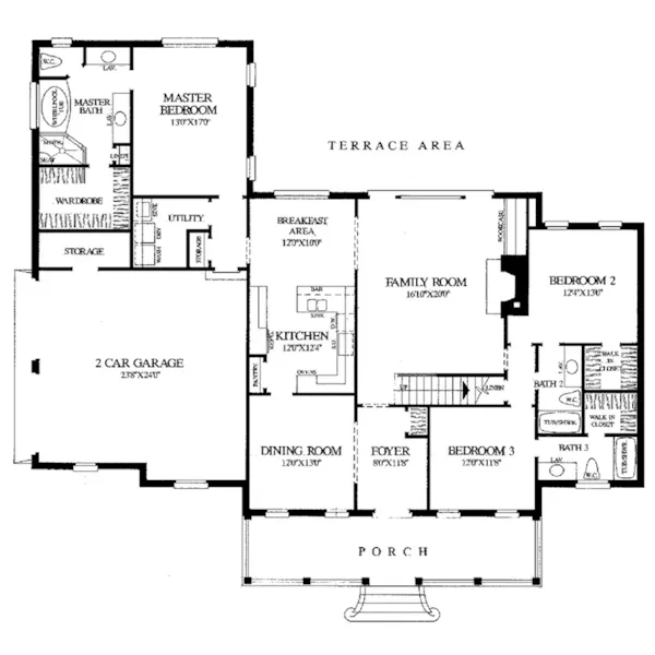 Country House Plan First Floor - Chevy Chase Southern Home 128D-0052 - Search House Plans and More