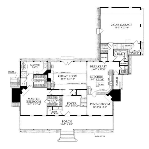 Luxury House Plan First Floor - Christiana Shingle Farmhouse 128D-0053 - Search House Plans and More