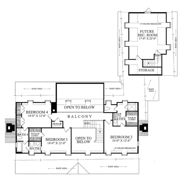 Luxury House Plan Second Floor - Christiana Shingle Farmhouse 128D-0053 - Search House Plans and More