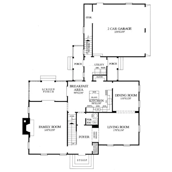 Early American House Plan First Floor - Colonial Cottage Cape Cod Home 128D-0054 - Search House Plans and More