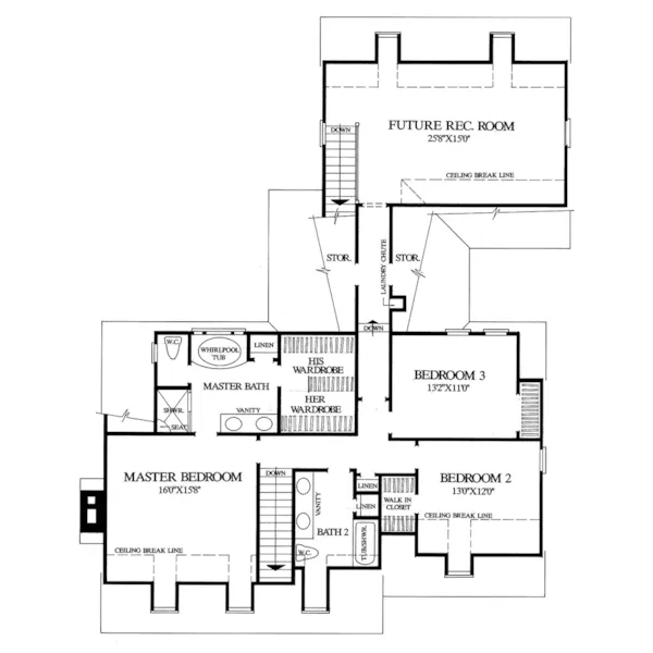 Early American House Plan Second Floor - Colonial Cottage Cape Cod Home 128D-0054 - Search House Plans and More