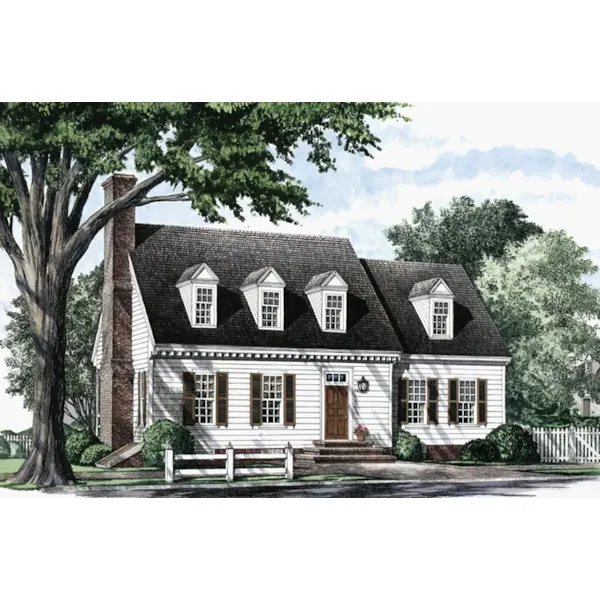 Early American House Plan Front of Home - Colonial Cottage Cape Cod Home 128D-0054 - Search House Plans and More