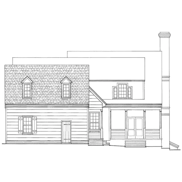 Early American House Plan Rear Elevation - Colonial Cottage Cape Cod Home 128D-0054 - Search House Plans and More