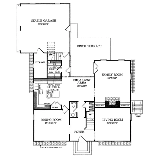 Cape Cod & New England House Plan First Floor - Colonial Virginia Cottage Home 128D-0055 - Search House Plans and More