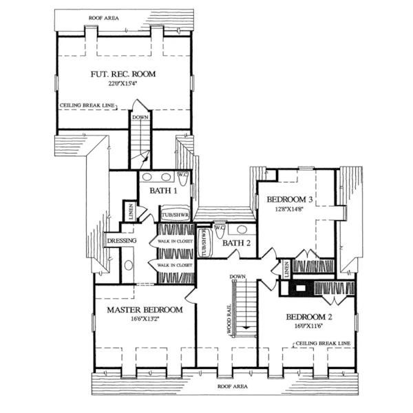 Cape Cod & New England House Plan Second Floor - Colonial Virginia Cottage Home 128D-0055 - Search House Plans and More