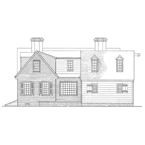 Cape Cod & New England House Plan Rear Elevation - Colonial Virginia Cottage Home 128D-0055 - Search House Plans and More