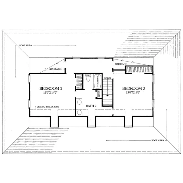 Cape Cod & New England House Plan Second Floor - Currituck Cottage Coastal Home 128D-0060 - Search House Plans and More