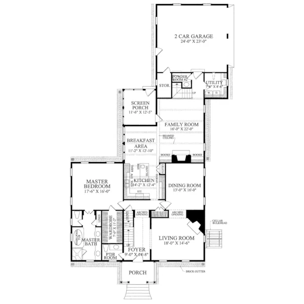 Country House Plan First Floor - Barraud Colonial Home 128D-0061 - Search House Plans and More