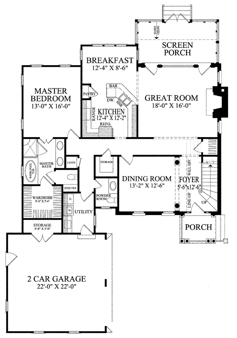 Colonial House Plan First Floor - Drum Bay Colonial Home 128D-0062 - Search House Plans and More