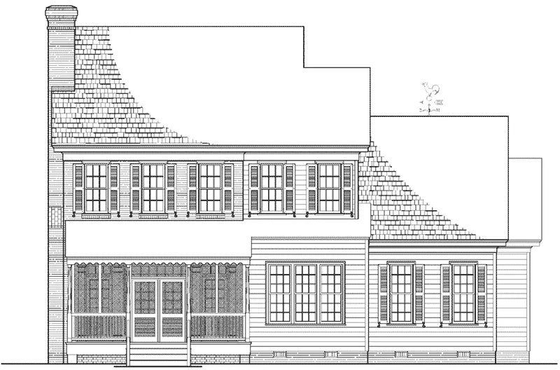 Colonial House Plan Rear Elevation - Drum Bay Colonial Home 128D-0062 - Search House Plans and More