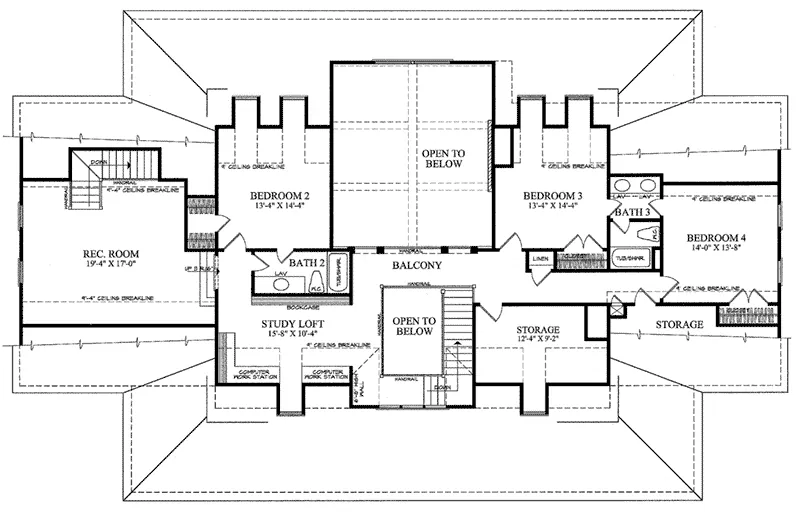 Acadian House Plan Second Floor - Edgewater Bay Lowcountry Home 128D-0064 - Search House Plans and More