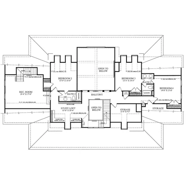 Lowcountry House Plan Second Floor - Edgewater Bay Lowcountry Home 128D-0064 - Search House Plans and More