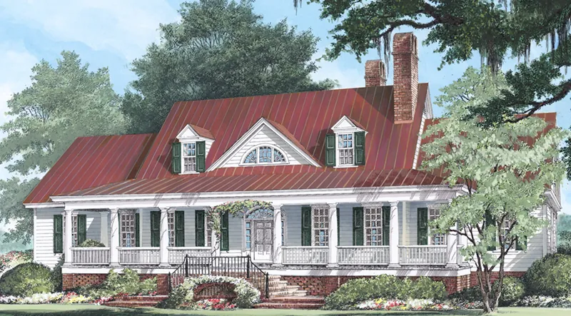 Cape Cod & New England House Plan Front Image - Edgewater Bay Lowcountry Home 128D-0064 - Search House Plans and More