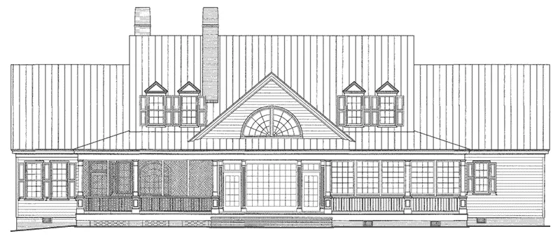 Acadian House Plan Rear Elevation - Edgewater Bay Lowcountry Home 128D-0064 - Search House Plans and More