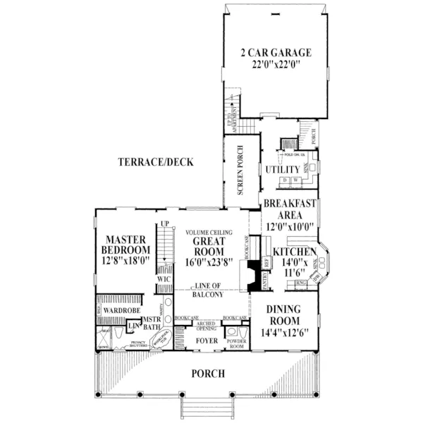 Rustic House Plan First Floor - Edisto River Cottage Home 128D-0065 - Search House Plans and More