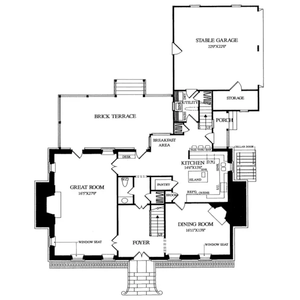 Cape Cod & New England House Plan First Floor - Century House Colonial Cottage 128D-0066 - Search House Plans and More