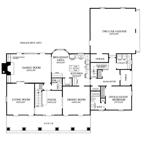 Southern House Plan First Floor - Evangeline Plantation Home 128D-0067 - Search House Plans and More