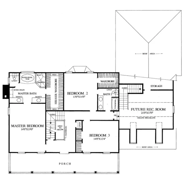 Southern House Plan Second Floor - Evangeline Plantation Home 128D-0067 - Search House Plans and More