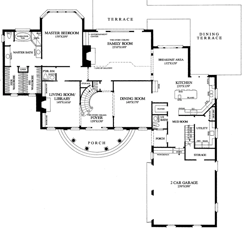 Georgian House Plan First Floor - Evergreen Manor Georgian Home 128D-0068 - Search House Plans and More