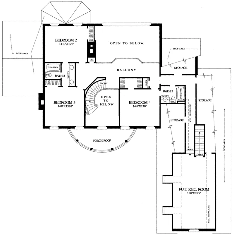 Georgian House Plan Second Floor - Evergreen Manor Georgian Home 128D-0068 - Search House Plans and More