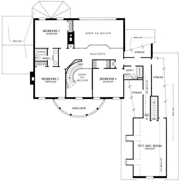 Colonial House Plan Second Floor - Evergreen Manor Georgian Home 128D-0068 - Search House Plans and More