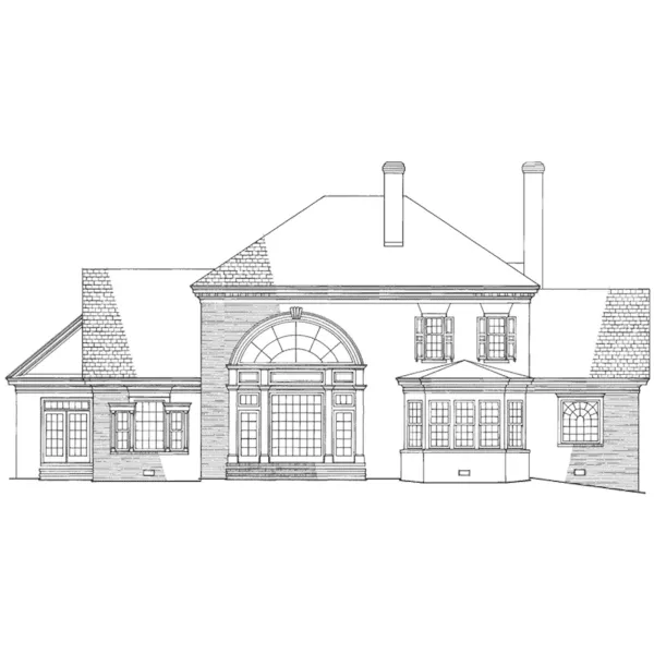 Colonial House Plan Rear Elevation - Evergreen Manor Georgian Home 128D-0068 - Search House Plans and More