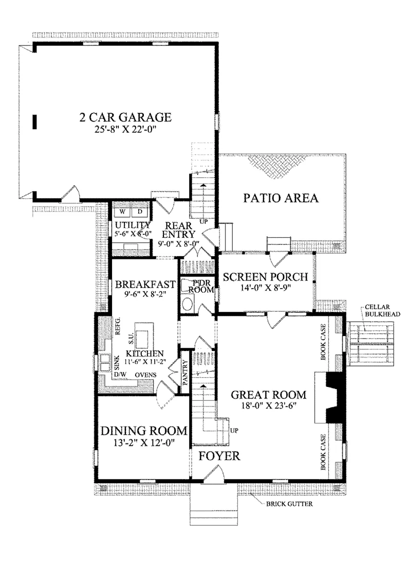 Saltbox House Plan First Floor - Ewing House Cape Cod Cottage 128D-0069 - Search House Plans and More
