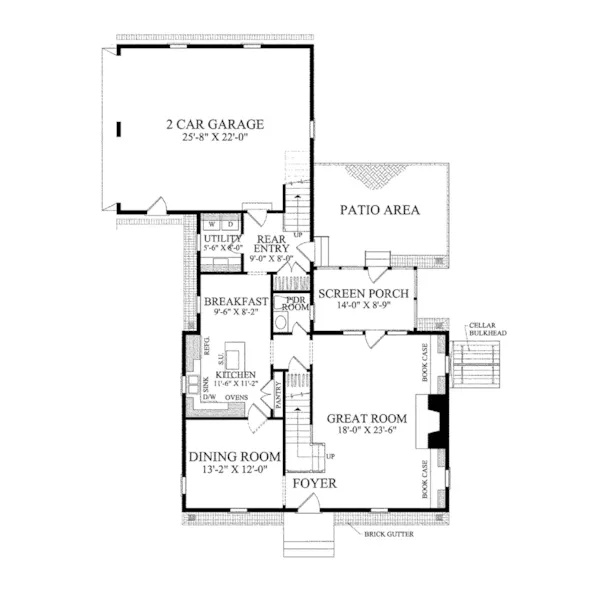 Early American House Plan First Floor - Ewing House Cape Cod Cottage 128D-0069 - Search House Plans and More