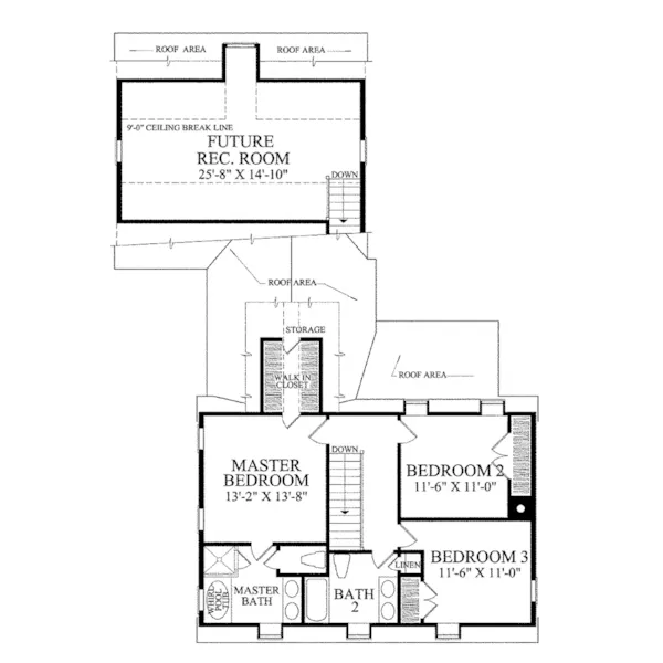 Early American House Plan Second Floor - Ewing House Cape Cod Cottage 128D-0069 - Search House Plans and More