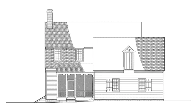 Saltbox House Plan Rear Elevation - Ewing House Cape Cod Cottage 128D-0069 - Search House Plans and More