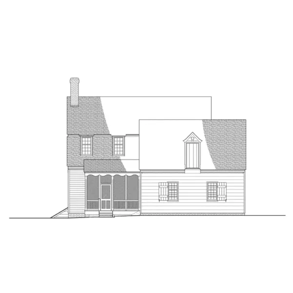 Early American House Plan Rear Elevation - Ewing House Cape Cod Cottage 128D-0069 - Search House Plans and More