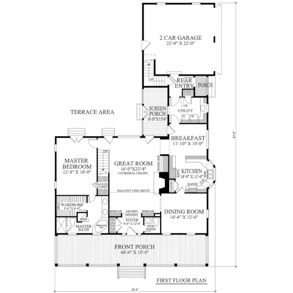 Country House Plan First Floor - Fairhope Southern Home 128D-0070 - Search House Plans and More