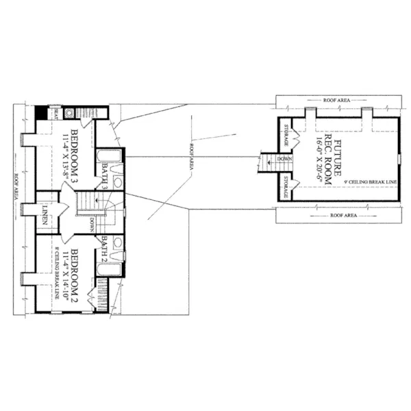 Early American House Plan Second Floor - George House Cape Cod Cottage 128D-0071 - Search House Plans and More