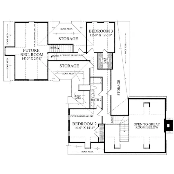 Early American House Plan Second Floor - George Reid House Cottage 128D-0072 - Search House Plans and More